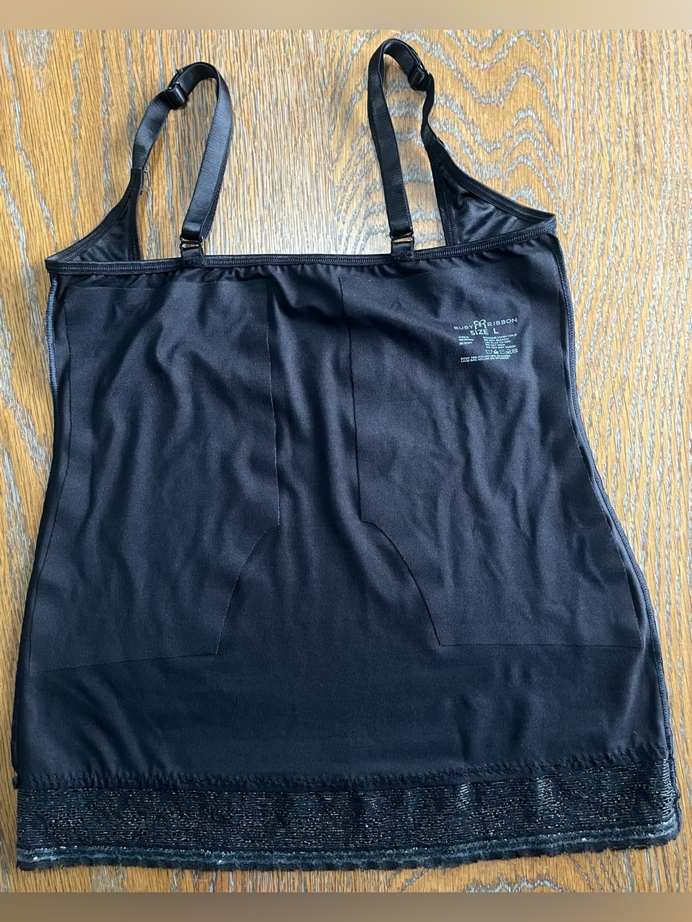 Ruby Ribbon Open Bust Shaping Cami Tank Top Black Lace Hem Size Large - Picture 5 of 10